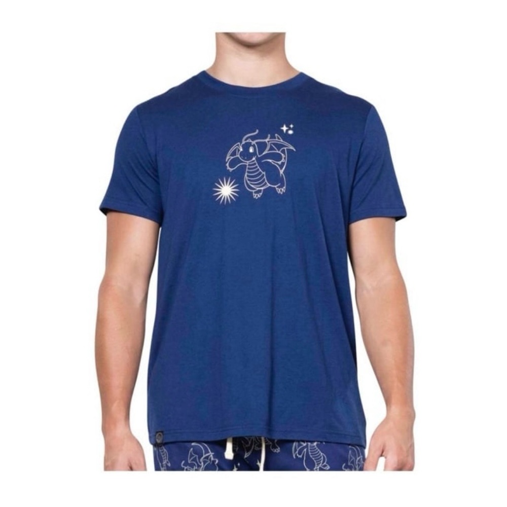 NEW Pokémon Center Dragonite Eve Navy Relaxed Fit Crew Neck T-Shirt - Men Size S